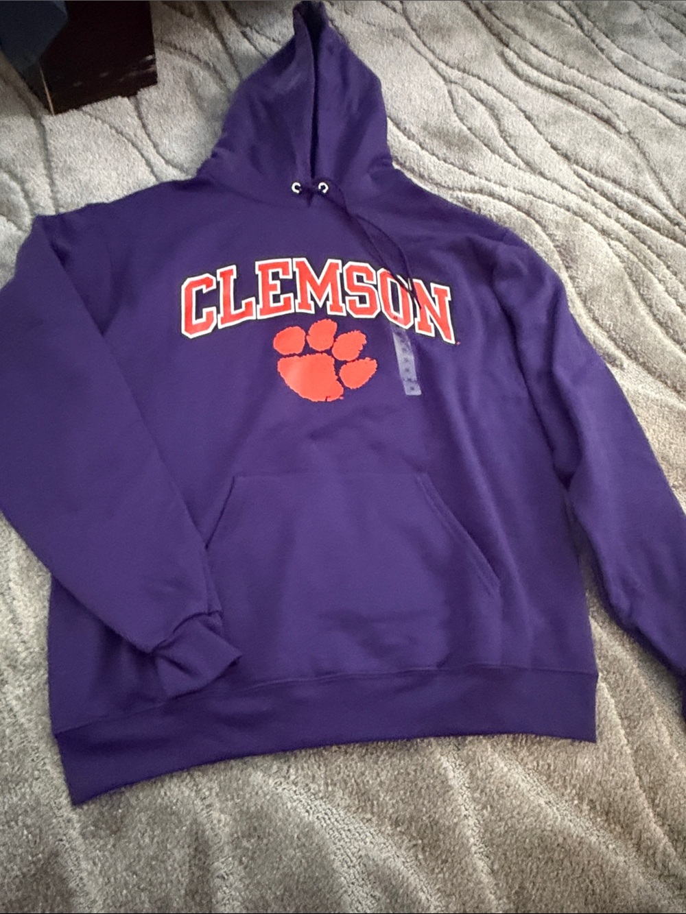 New medium Champion Purple Crewneck Hoodie with Orange Clemson Paw